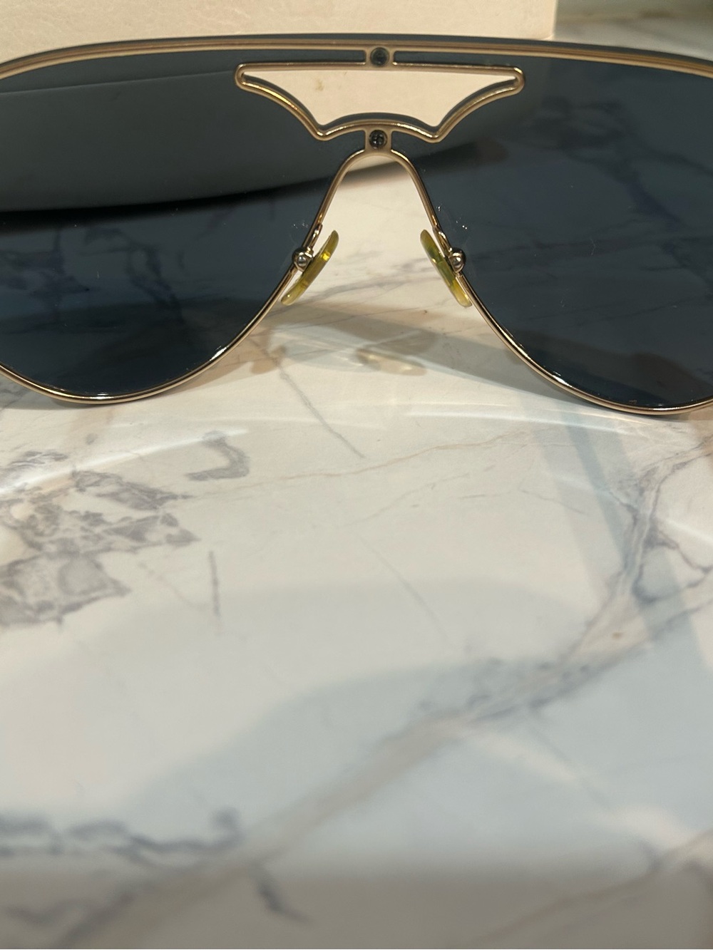 Versace Black Sunglass Shield with Gold Trim - Picture 3 of 7